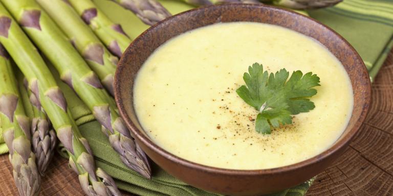 A creamy bowl of asparagus soup